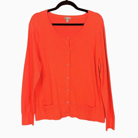Coral J Jill Lightweight Cardigan XL – Crewneck Round Neck Sweater - Picture 1 of 6